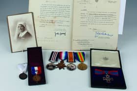 A rare group of seven First World War period British and French medals and decorations awarded to Nursing Sister Annie Alexander with associated photographs and paperwork.