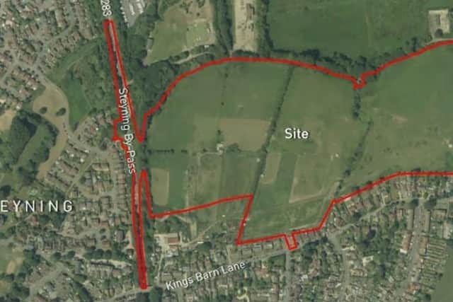 The site in Steyning where 265 new homes are to be built