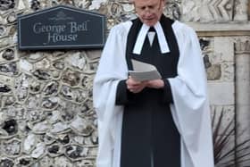 Interim Dean, Reverend Canon Simon Holland rededicating George Bell House