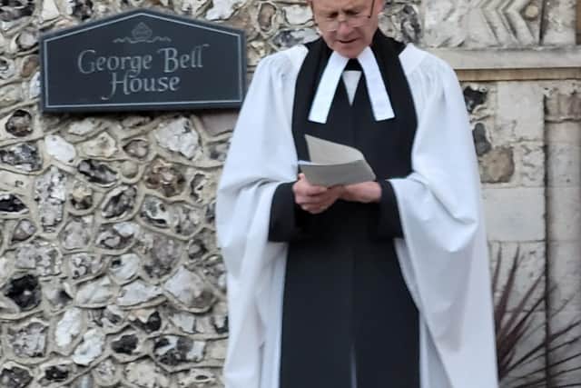 Interim Dean, Reverend Canon Simon Holland rededicating George Bell House