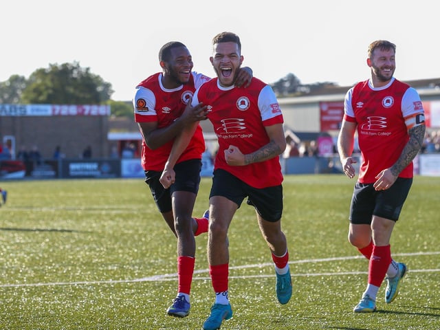 Action from Eastbourne Borough v Weymouth in the National League South:Eastbourne Borough v Weymouth