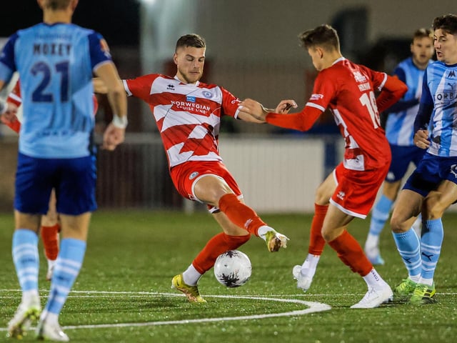 Action from Eastbourne Borough's home defeat by Torquay United in National League South