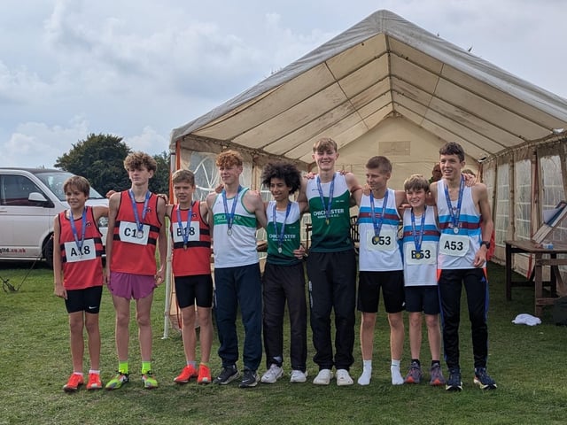 The under 15 boys won gold and they are flanked by Brighton (in red) and Eastbourne