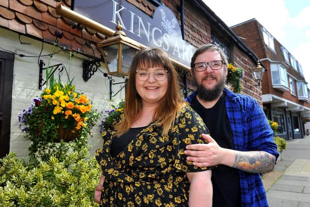 Jodie Munday and Michael Gates, landlords of the King's Arms, Horsham. Pic S Robards Pic SR2105122