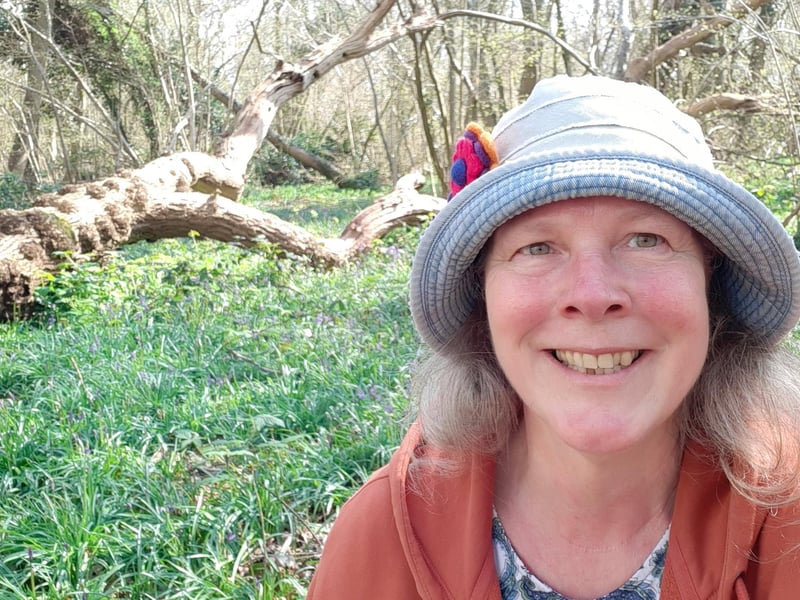 Finding bluebells in Clapham Wood on my circular walk filled with birdsong