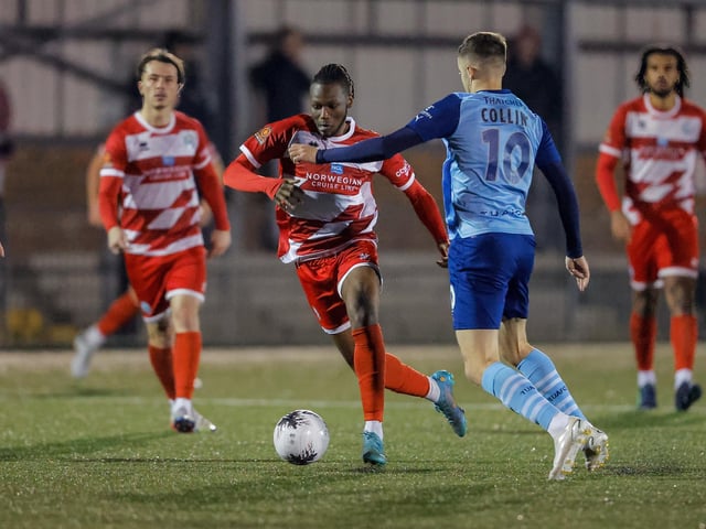 Action from Eastbourne Borough's home defeat by Torquay United in National League South