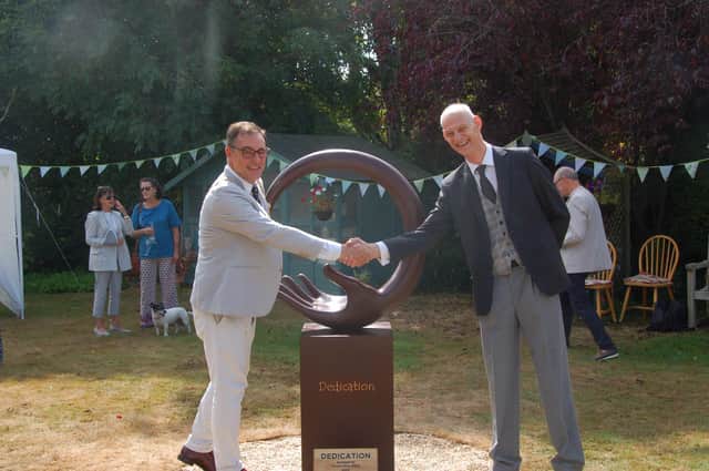 Chichester Mayor, Julian Joy at the unveiling of the sculpture.