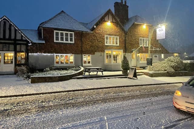 Stranded motorists were taken in overnight by the landlady at the Bear Inn after many were forced to abandon their vehicles.