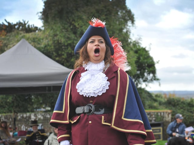 The 71st National Town Criers' Championships in Rye on October 12 2024. Arabella Ansar, deputy town crier for Rye.