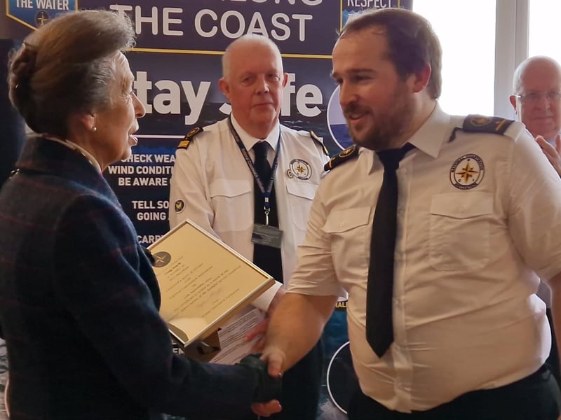 Presenting a five-year long service award to Craig Searle