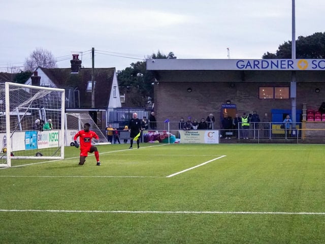 Action from Haywards Heath Town's 3-2 Isthmian south east division win at Lancing