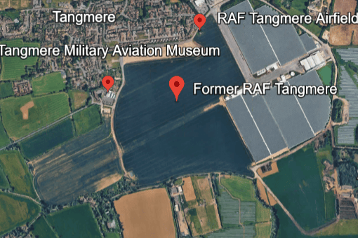 Residents in Tangmere have been warned to expect a sudden burst of noise, when two military fast jets route over the village. Photo: Google Earth