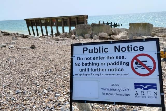 'As a precautionary measure' Arun District Council has placed warning notices on beaches including Clymping (pictured). Photo: Hamish Neathercoat