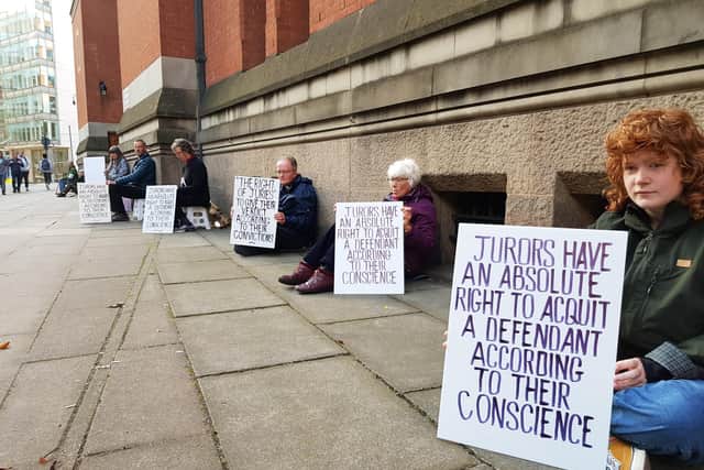 Over 20 members of the public will be outside Hove Crown Court today (Monday, November 6) to remind jurors that they have the right to acquit defendants based on their own convictions and conscience. Picture contributed
