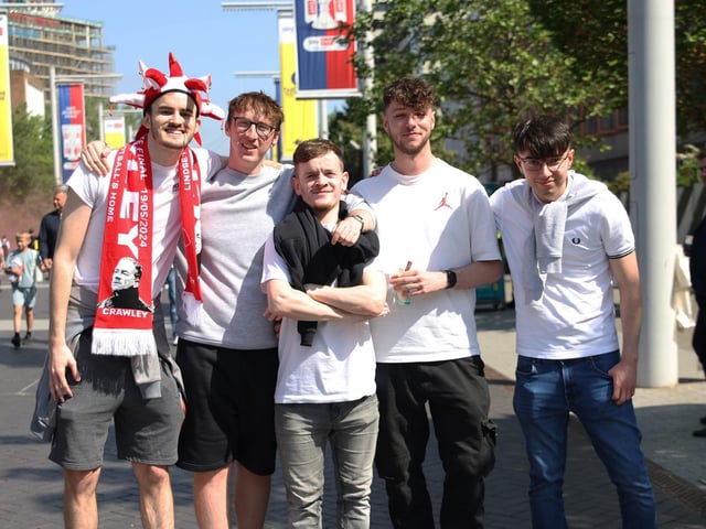 Crawley Town fans at Wembley.for ytesterday's play-off triumph.