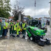 Horsham Councillor Jay Mercer with some of Horsham District Council's  recycling, waste  and street cleansing crew