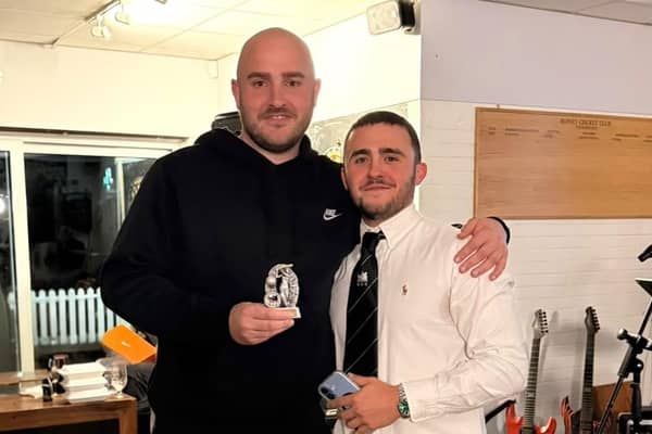 Batting award winner Matt Davies with skipper Sam Henderson