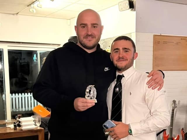 Batting award winner Matt Davies with skipper Sam Henderson