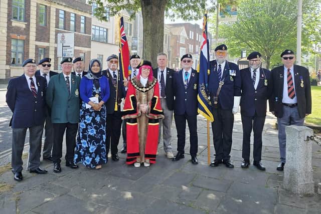 The Mayor of Worthing joined veterans, families and members of the public on Sunday to remember 13 men from the town who lost their lives in the sinking of HMS Hood during the Second World War. Photo: Lysanne Skinner / Facebook