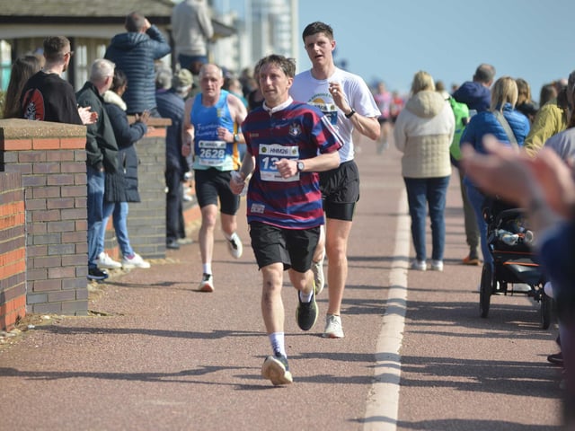 Images from the finish area at the 2026 Hastings Half Marathon