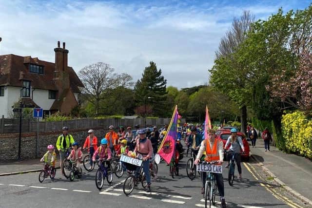 Setting off from Gildredge Park for Eastbourne's 2nd Kidical Mass