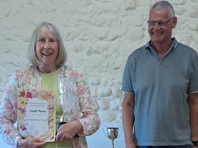Jennifer Wallace won the Norman and Ann Brown Trophy for best exhibit of three stages of the same rose