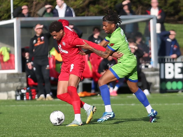 Action from Worthing v Braintree in National League South
