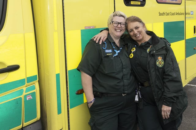 Paramedics Jenny Mussell and Jess Mills from South East Coast Ambulance Service