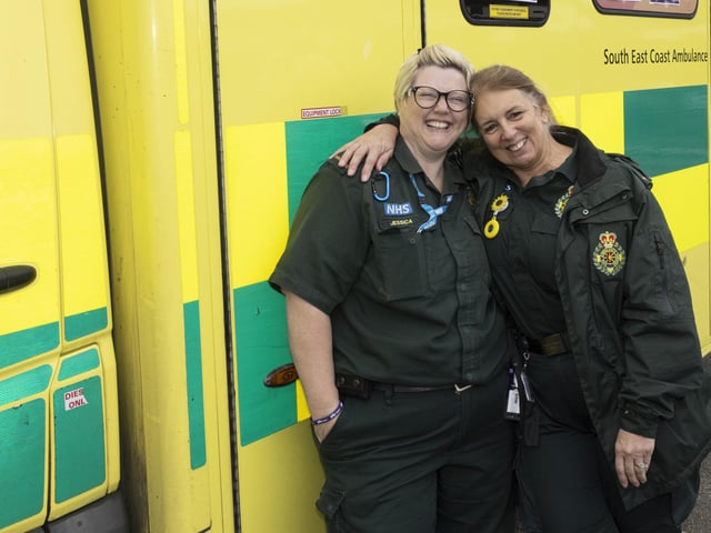 Paramedics Jenny Mussell and Jess Mills from South East Coast Ambulance Service