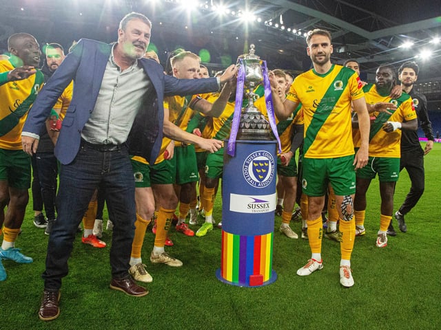 Horsham FC are champions of Sussex again after their last-gasp Sussex Transport Senior Cup final win over Littlehampton Town.