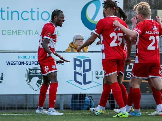 Action from Eastbourne Borough's visit to Weston-super-Mare in National League South