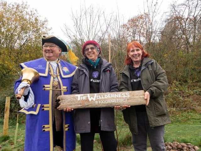 Planting the Queen’s Green Canopy Tree of Trees and 145 trees provided by South  Downs National Park at Wild Heart Hill campsite in Findon on Saturday, November 26, 2022.
