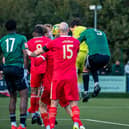 The ywllow-shirted Roco Rees can be seen connecting with a corner to head in the equaliser | Lynden Humphrey
