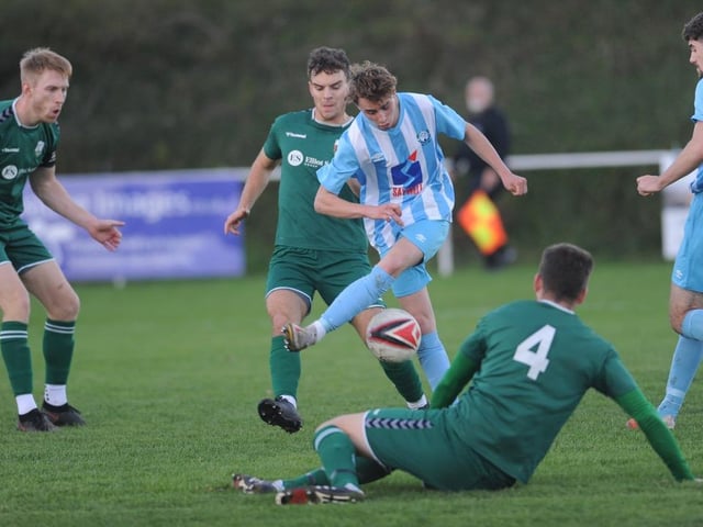 Action from Worthing United's 2-1 home loss to Forest Row in the SCFL division one