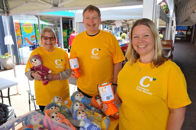 Jayne Todd, community fundraising manager, with volunteers at a fundraising event in Orchards Shopping Centre, Haywards Heath