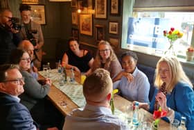 Kemi Badenoch and Mims Davies at The Railway public house in East Grinstead. Photo: Lawrence Smith, Iconic Media Group