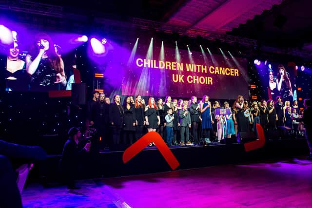 Florence Leppard, 11, from Haywards Heath performed onstage with Girls Aloud's Nicola Roberts. Photo: Children with Cancer UK/ Tamlee Troy-Pryde