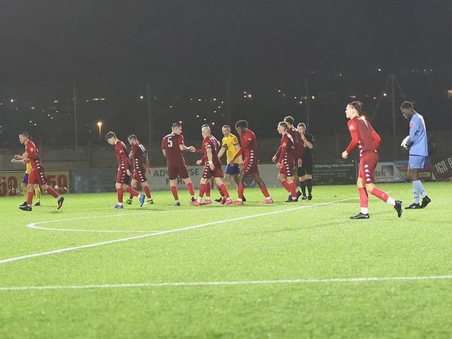 Action from Worthing FC's 4-0 win at Lancing FC in the third round of the Sussex Senior Cup