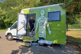 Wellbeing advisor Sam Lusted at the Crawley Wellbeing mobile unit. Picture contributed