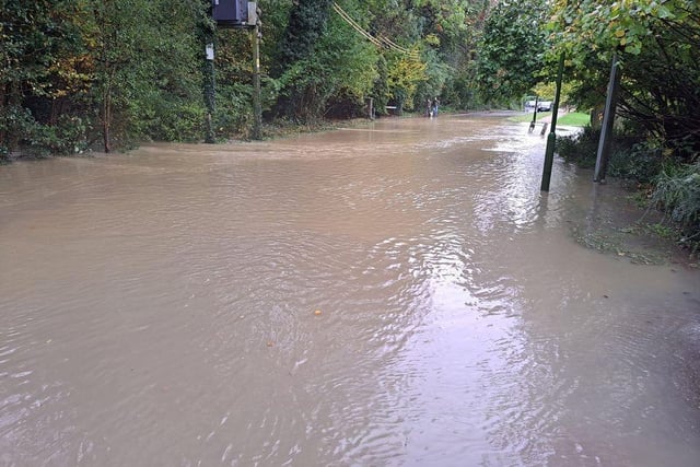 Flooding in Pondtail Road, Horsham. Photo: Mitchell Longhurst
