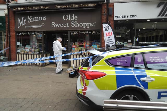 This was the scene in Horsham town centre this morning after the area was cordoned off by police following a large scale fight
