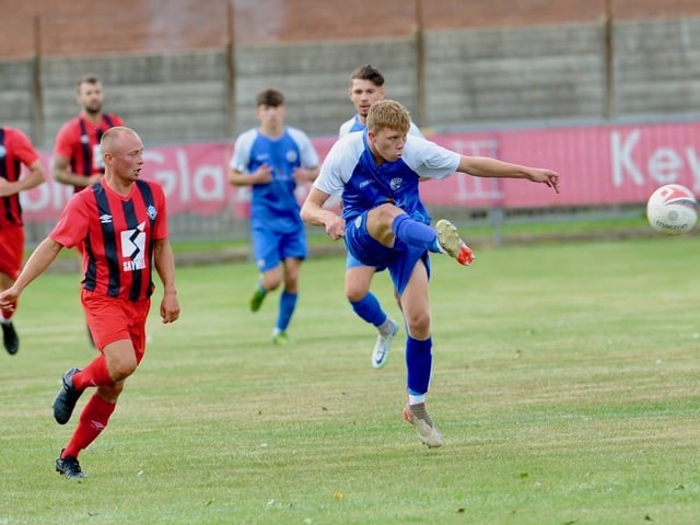 Action from a pre-season friendly between Shoreham and Worthing United at Middle Road