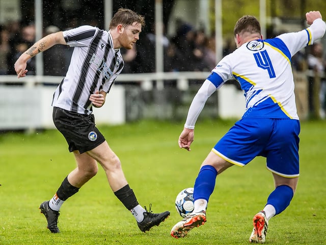 Action between Peacehaven & Telscombe and Haywards Heath Town in the final SCFL premier game of the 23-24 season