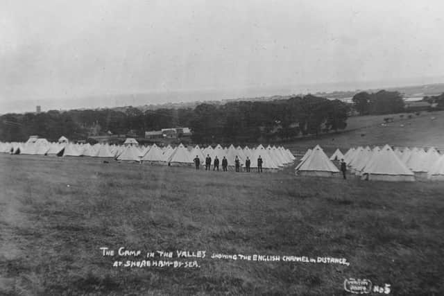 Shoreham Camp, known as 'The Camp in the Valley', on the Downs in Shoreham, with the English Channel in the distance. Picture: Marlipins Museum