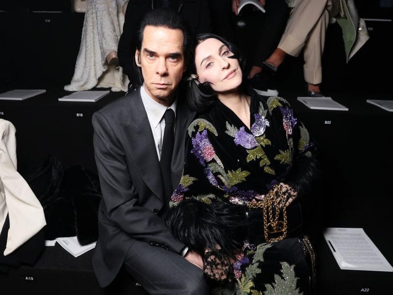 Nick Cave and Susie Cave attend Vertigineux, the Valentino Haute Couture Spring-Summer 2025 show as part of Paris Fashion Week on January 29, 2025 in Paris, France. (Photo by Victor Boyko/Getty Images for Valentino)