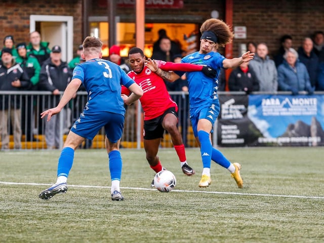 Action from Eastbourne Borough's 2-0 home loss to Worthing in National South