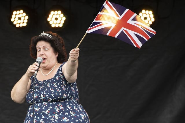 Opera singer Silva Rota singing Queens' 'We are the Champions' at the Selsey Fair Selsey Cricket Club