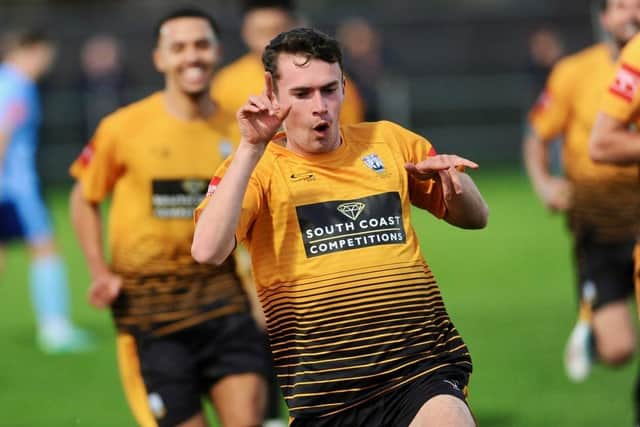 Celebrations after Littlehampton score v Portchester | Picture: Stephen Goodger