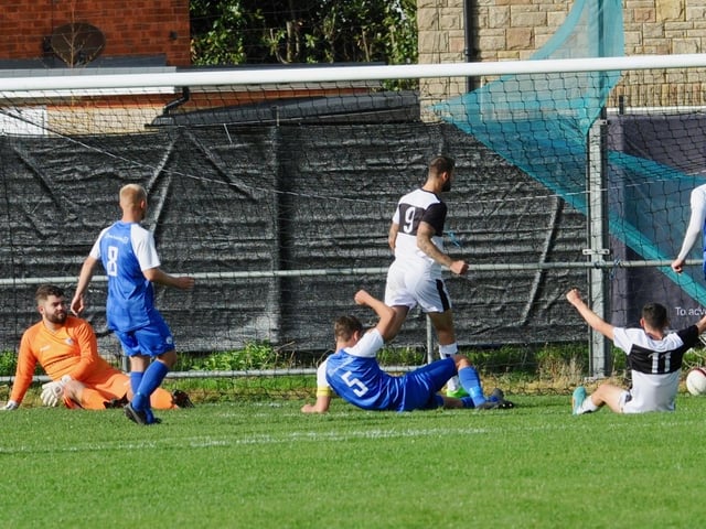 Action from Shoreham's 4-2 win at East Preston in division one of the Southern Combination League