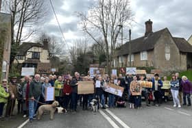 Villagers gathered in Pulborough yesterday in a new protest over the cost of the lengthy closure of the A29